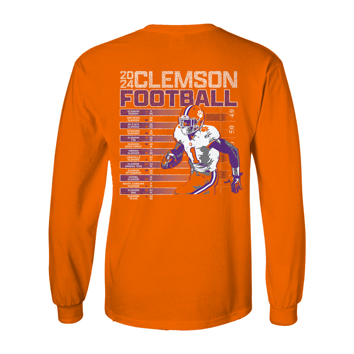 2024 Clemson Schedule Long Sleeve Tee