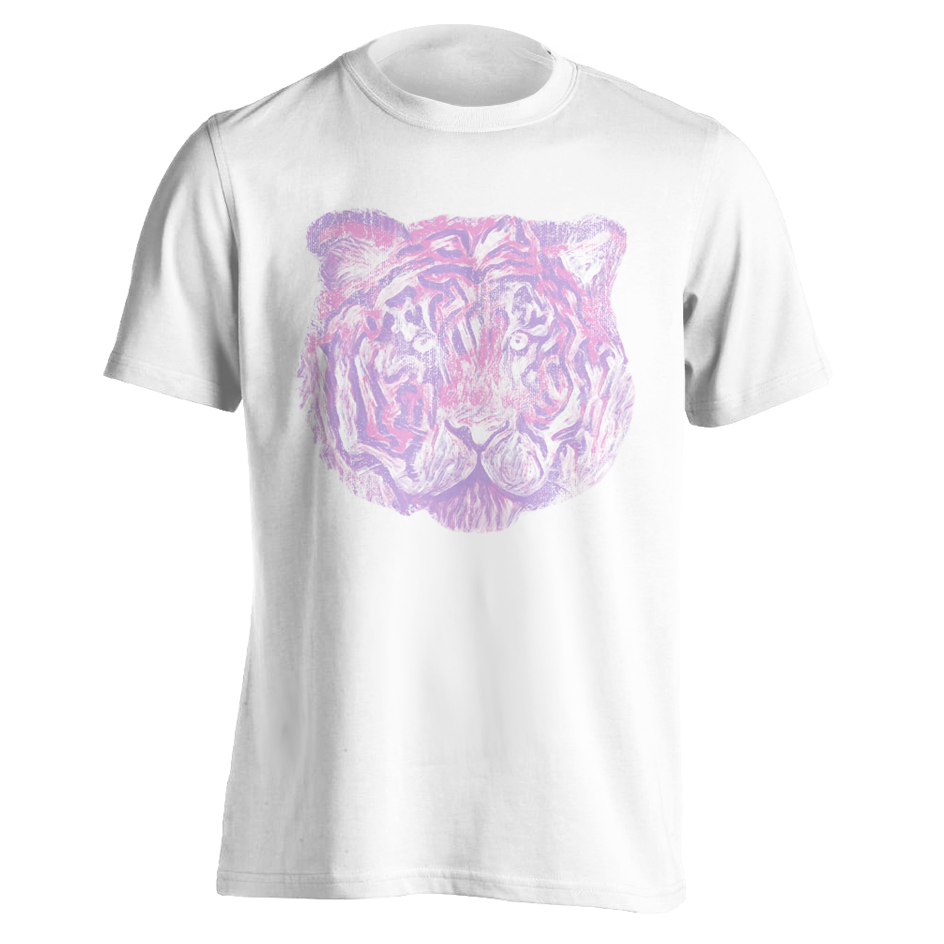Pastel Tiger Head Tee | Comfort Color - White