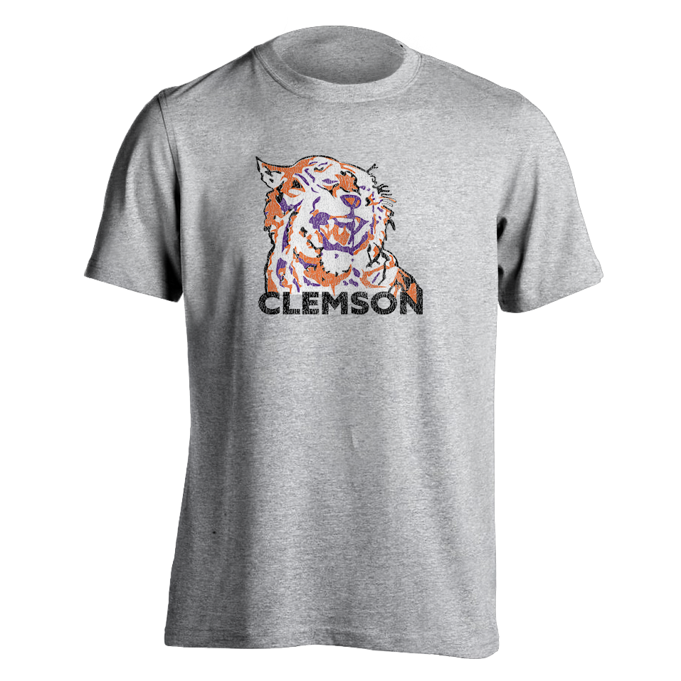 Vault Tiger with Clemson 4 Color Full Front Tee | Clemson Vault Collection