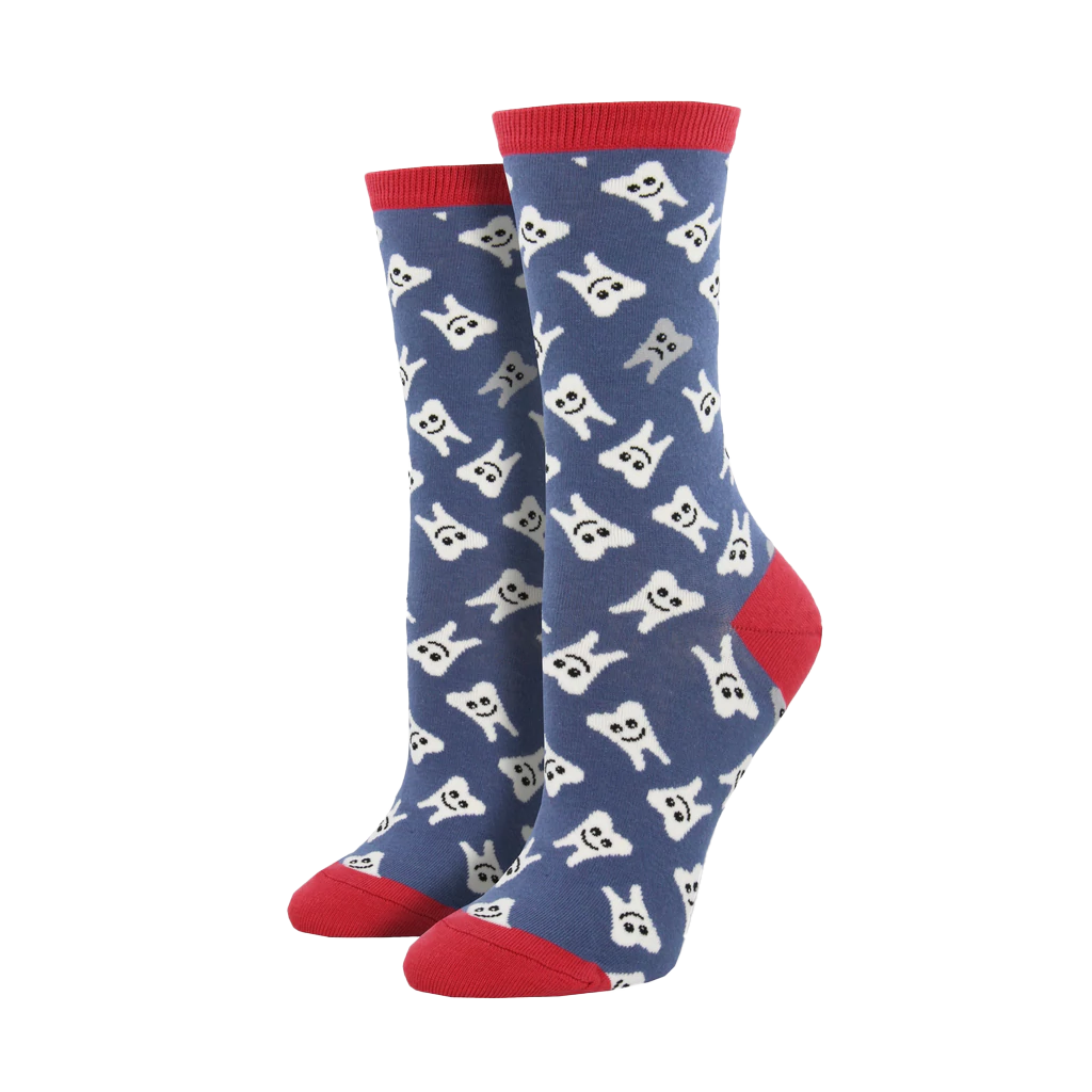 Happy Teeth Socks - Periwinkle - Womens