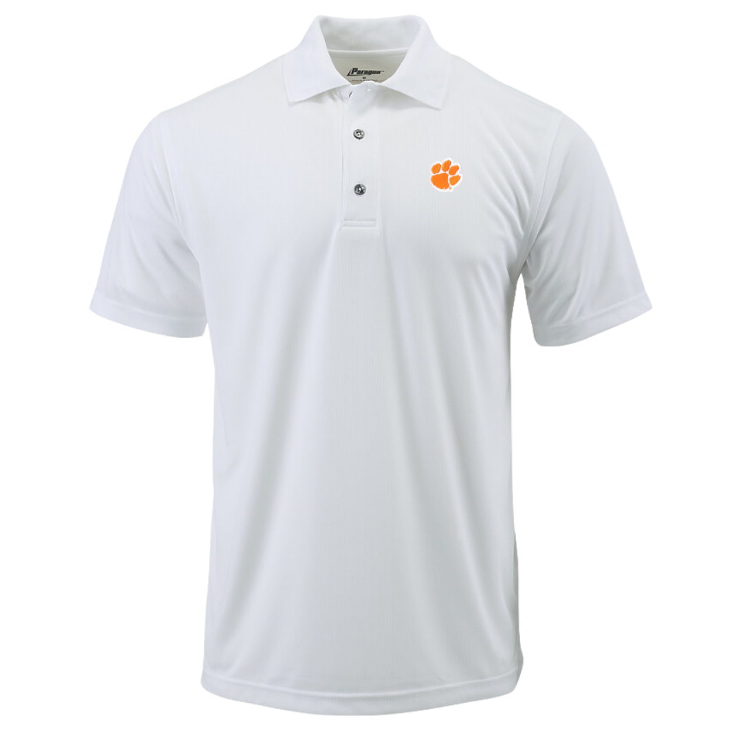 Clemson Polo with Patch Paw - White