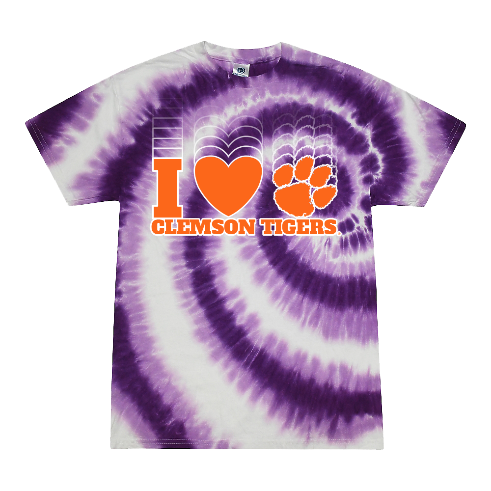 I Love Clemson Tigers Youth Tie-Dye Tee