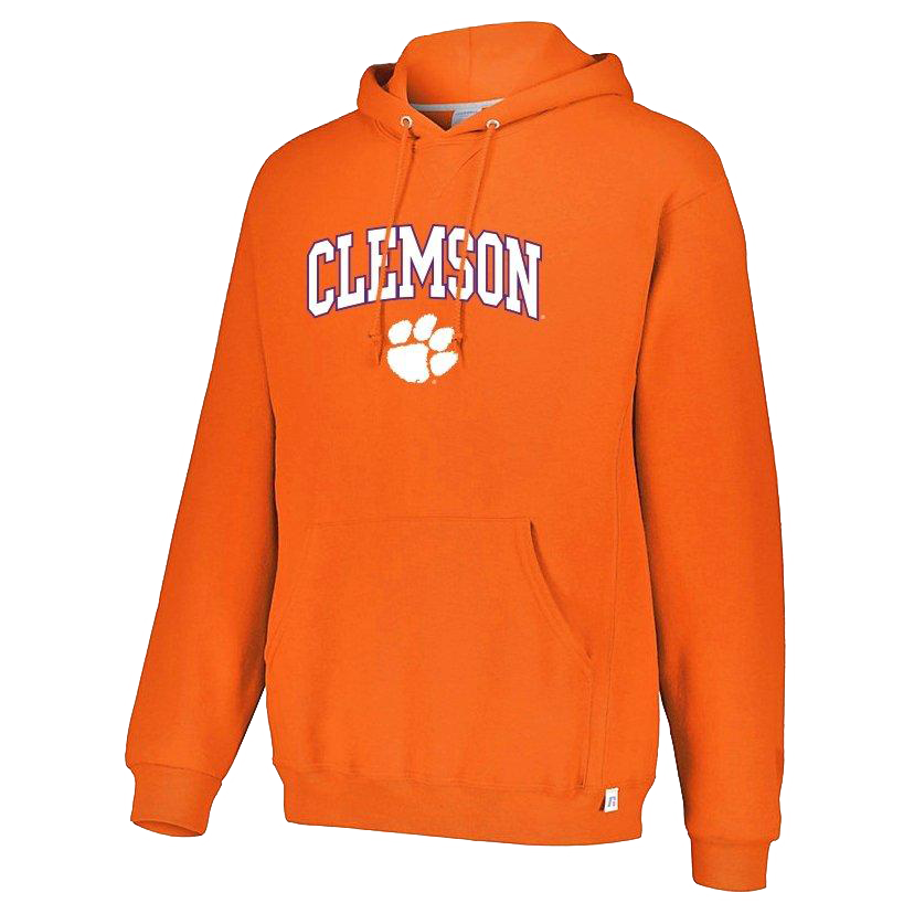 Clemson White and Purple Arch and Paw Hoodie - Orange