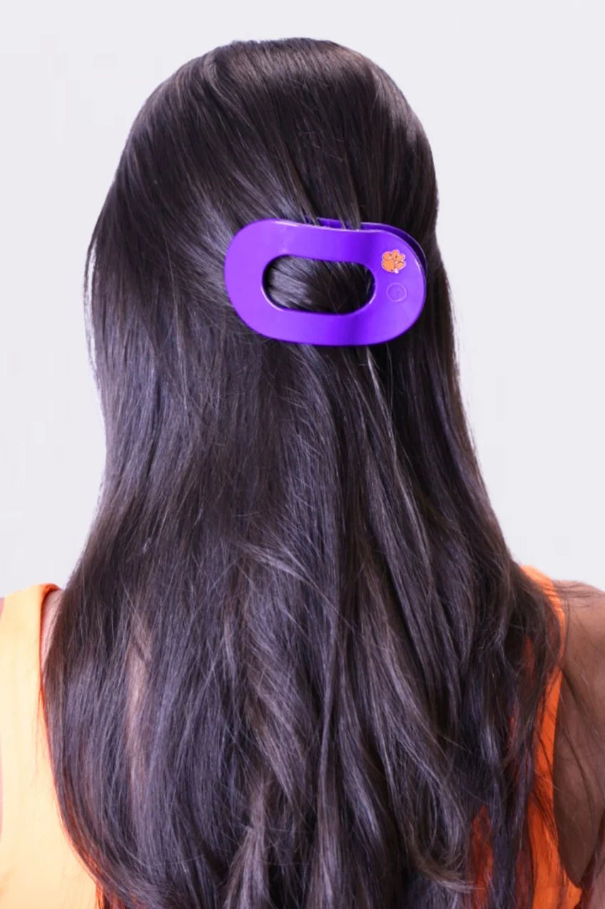 Clemson University Medium Flat Round Hair Clip