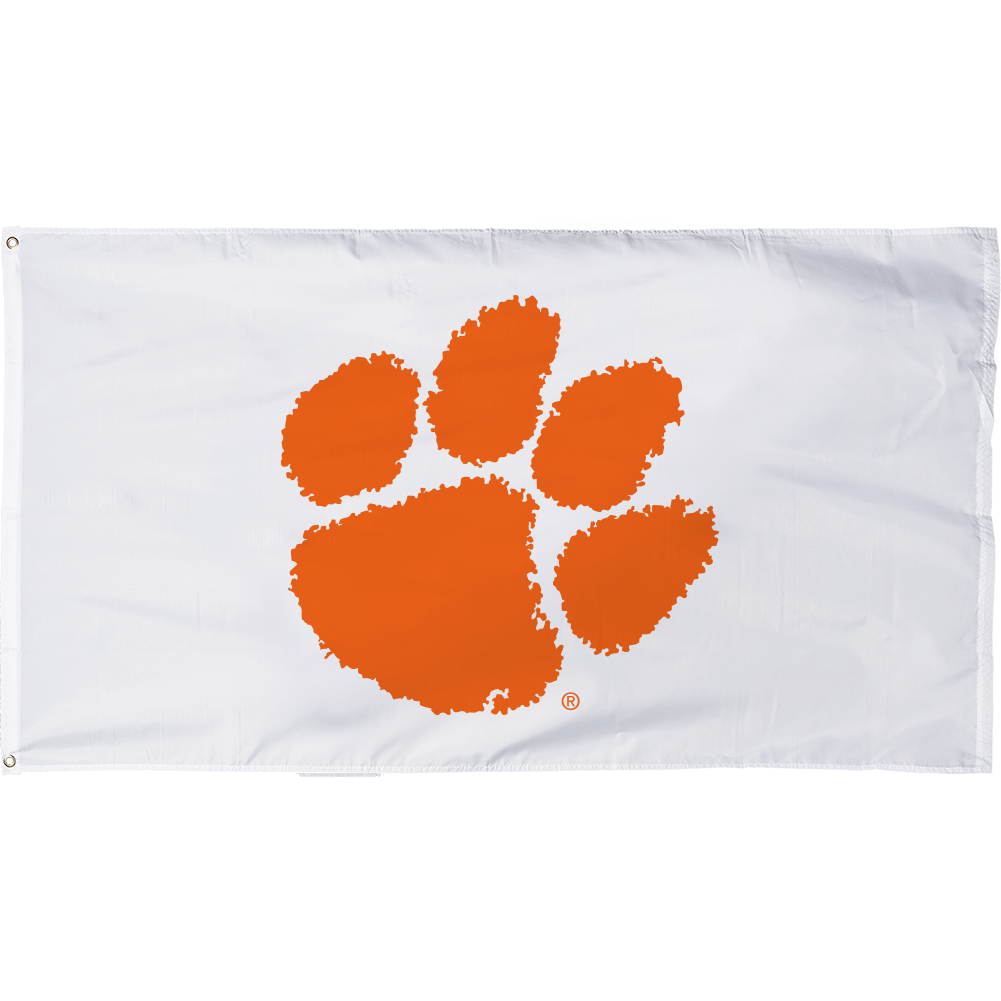 White Yard Flag with Paw - Grommets - 5&#39; x 3&#39;