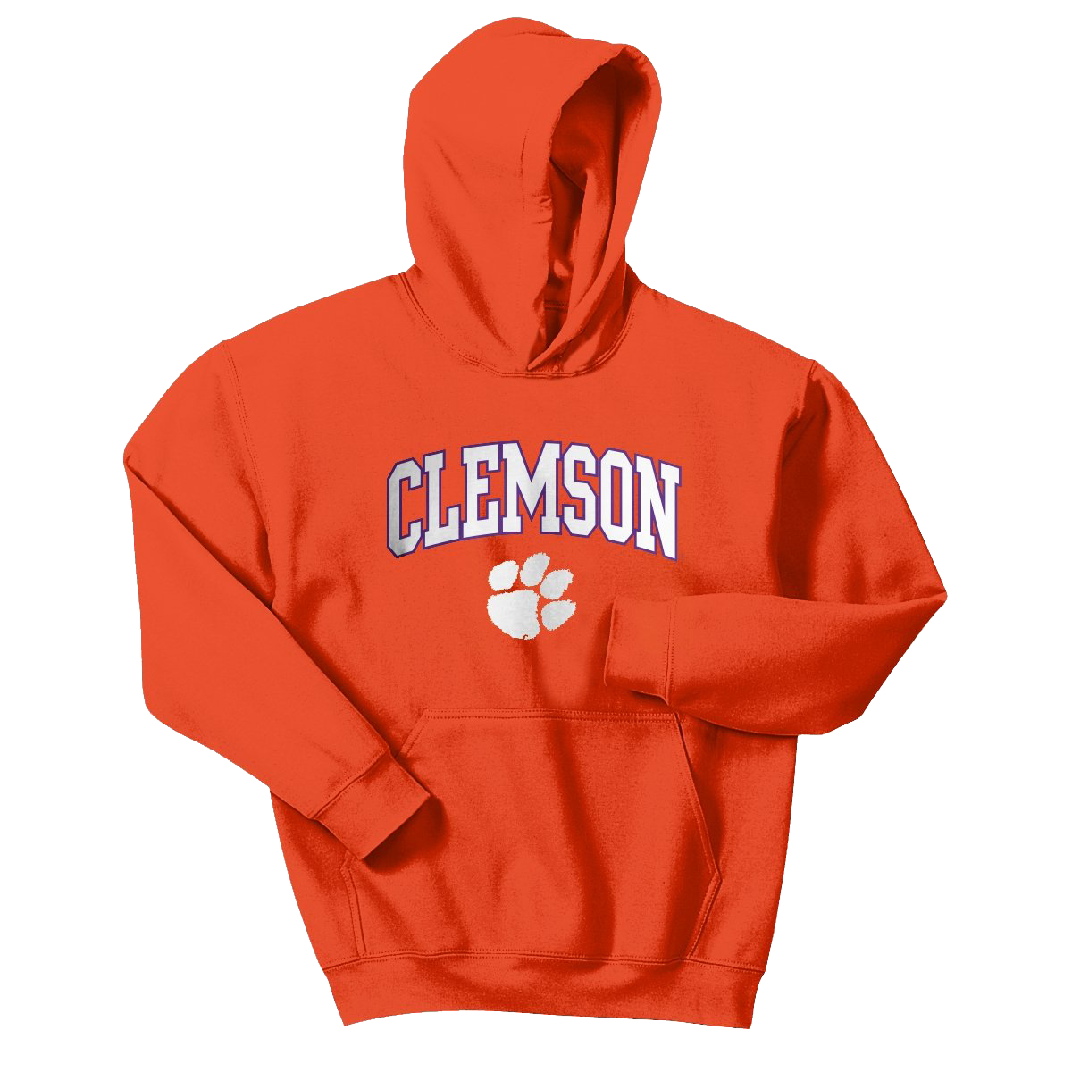 Clemson White and Purple Arch and Paw Hoodie | Youth - Orange