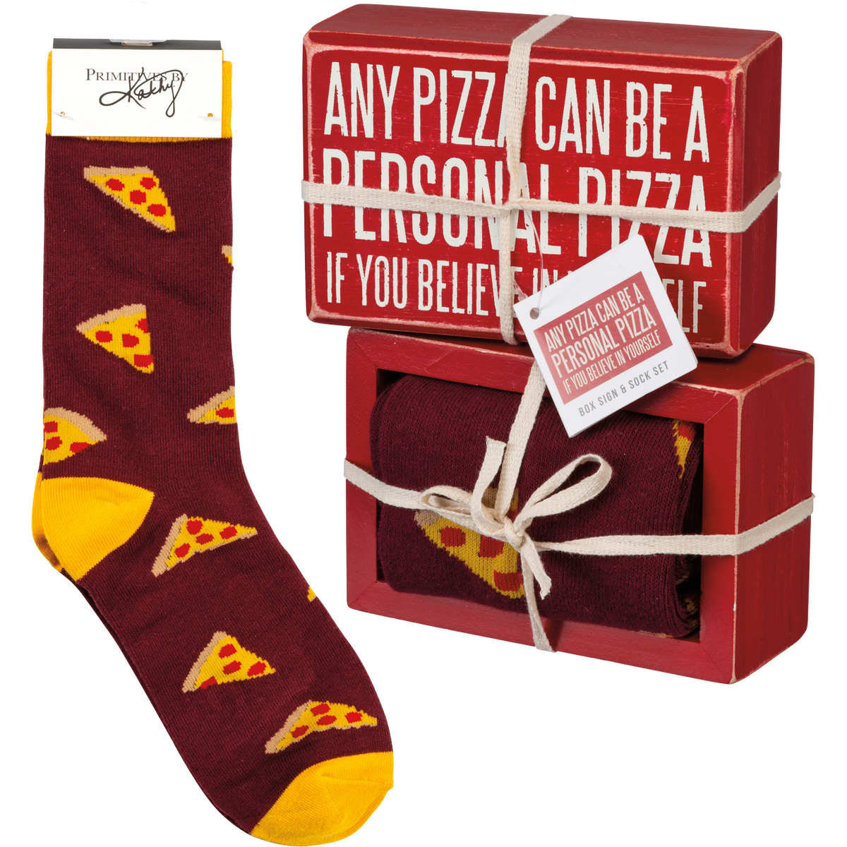 Box Sign &amp; Sock Set - A Personal Pizza