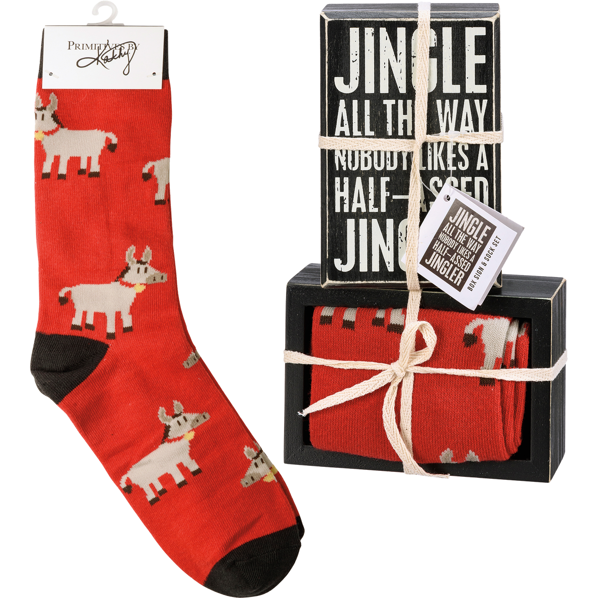 Box Sign &amp; Sock Set - Jingle All The Way
