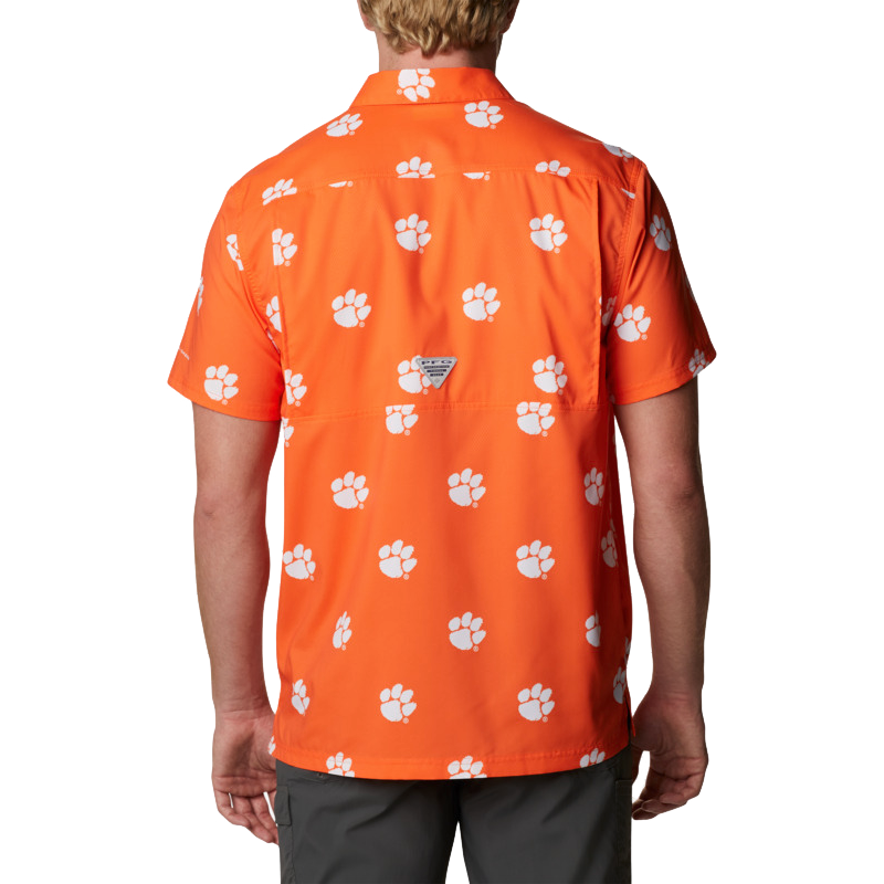 Clemson Tigers Columbia PFG Bonehead Short Sleeve Shirt - Orange