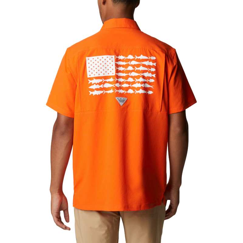 Columbia Slack Tide Orange Camp Shirt Printed White Paw - Mr. Knickerbocker