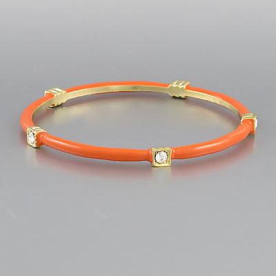 Orange Thin Bangle Bracelet With Diamond