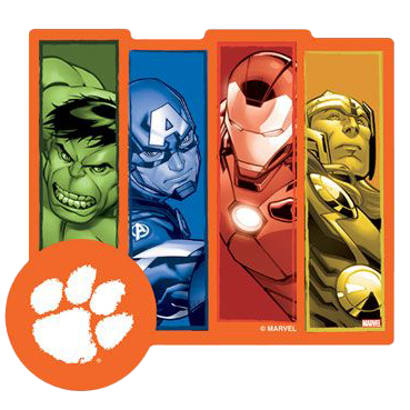 Clemson Tigers Marvel Multi-Use 5&quot;x6&quot; Decal