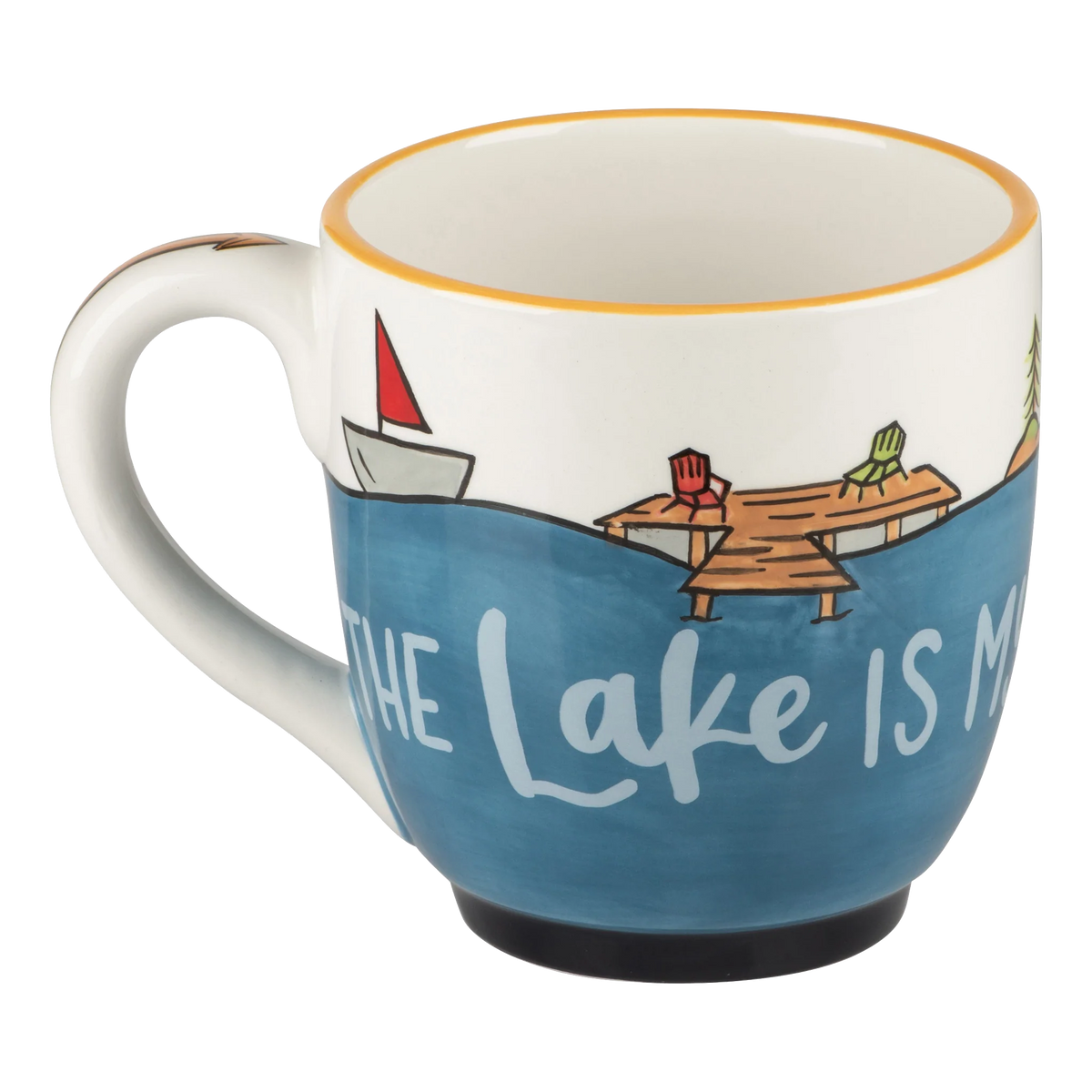 The Lake is My Happy Place with Fish 16oz Mug