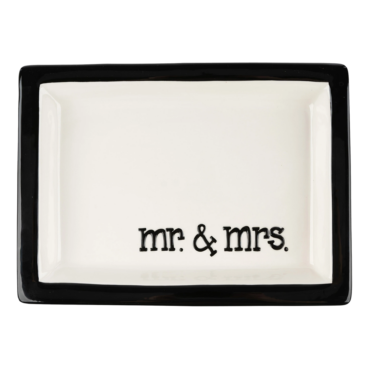 Black and White Mr. and Mrs. Trinket Tray