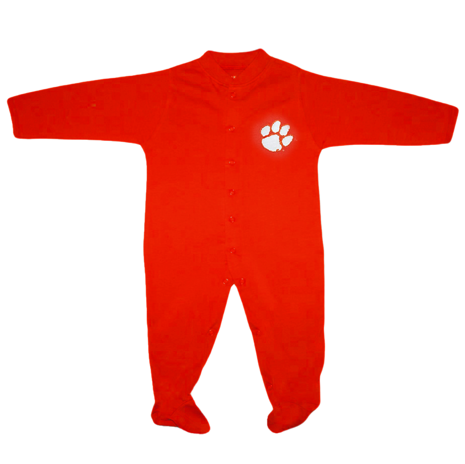 Orange Footed Romper with Paw