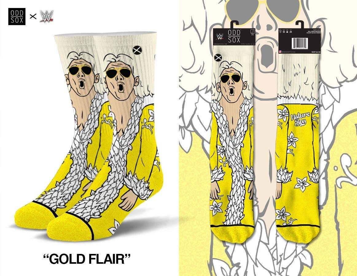 Ric Flair Gold WWE Elite Wrestling Novelty Crew Socks - 1 Pair