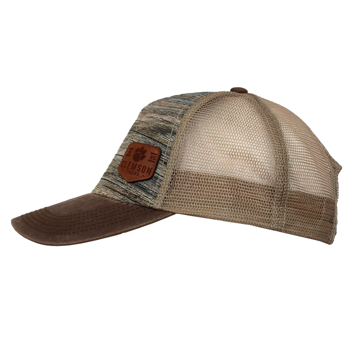 OFAS Fossil Trucker with Clemson Engraved Leather Design