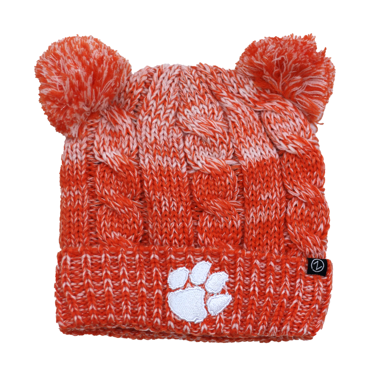 Clemson Annapolis Orange and White Knit Hat with 2 Poms