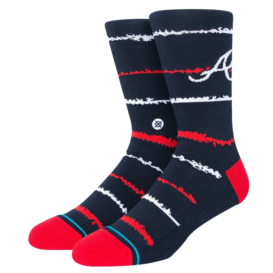 Atlanta Braves Chalk Crew Socks - Large