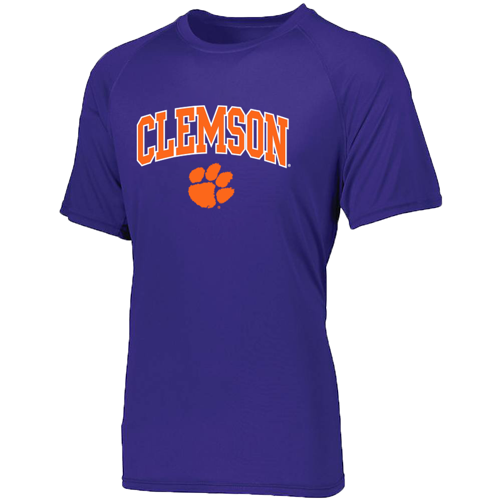 Clemson Orange and White Arch and Paw Tee | Dri-Fit - Purple