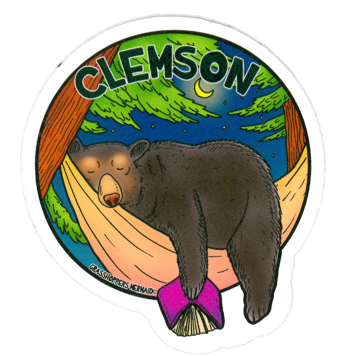 Clemson Hammock Bear Nap Sticker