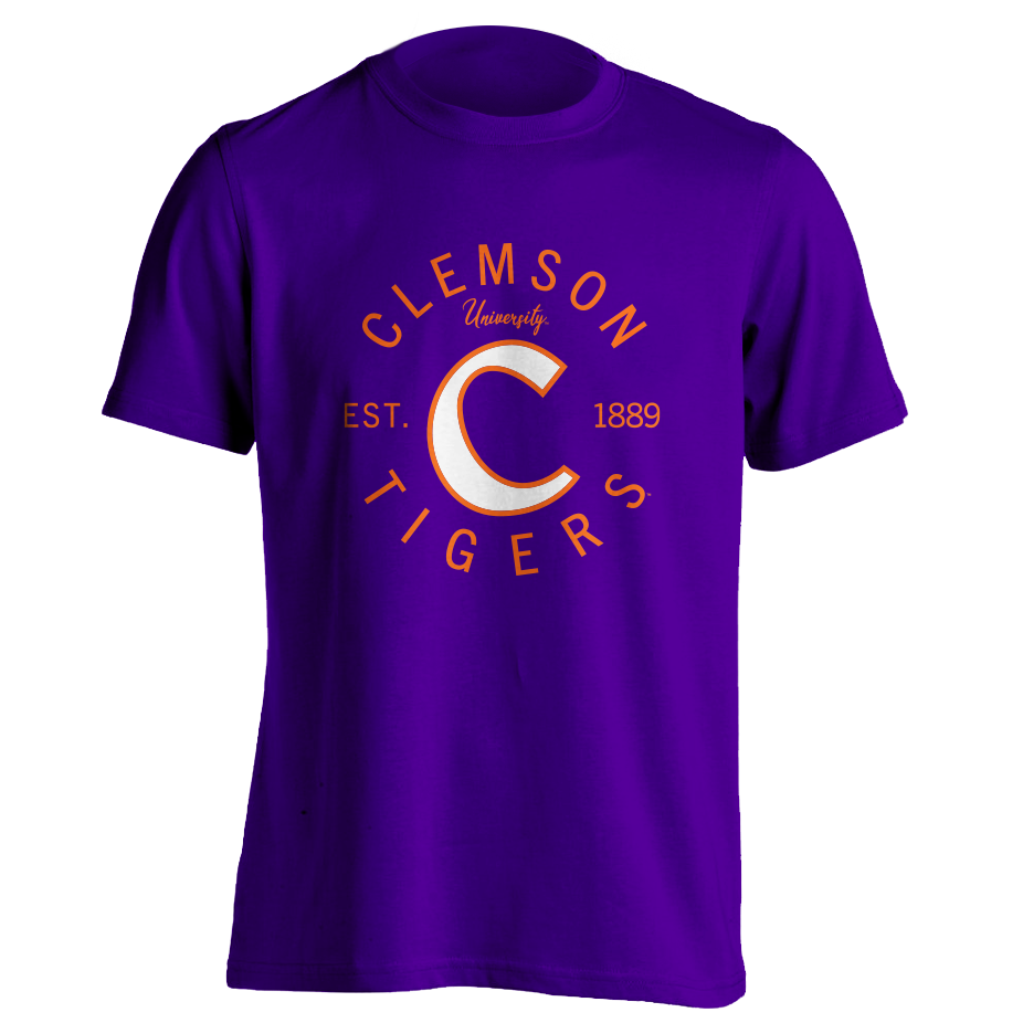 Clemson University Tigers Established 1889 Tee - Purple