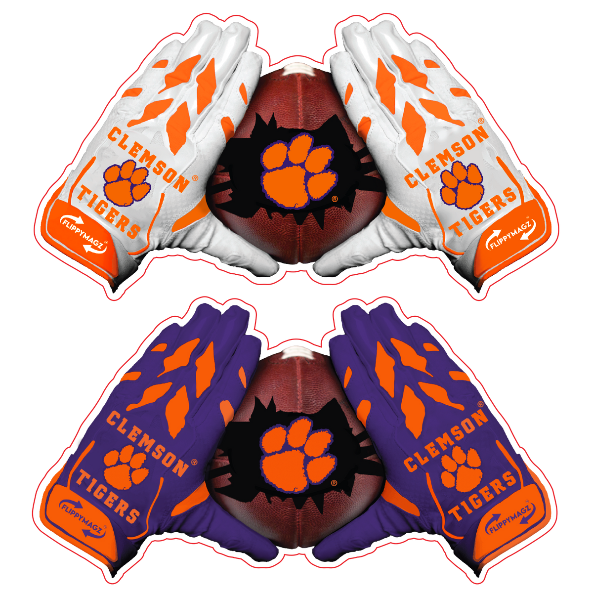 Receiver Gloves with Football Flip Magnet