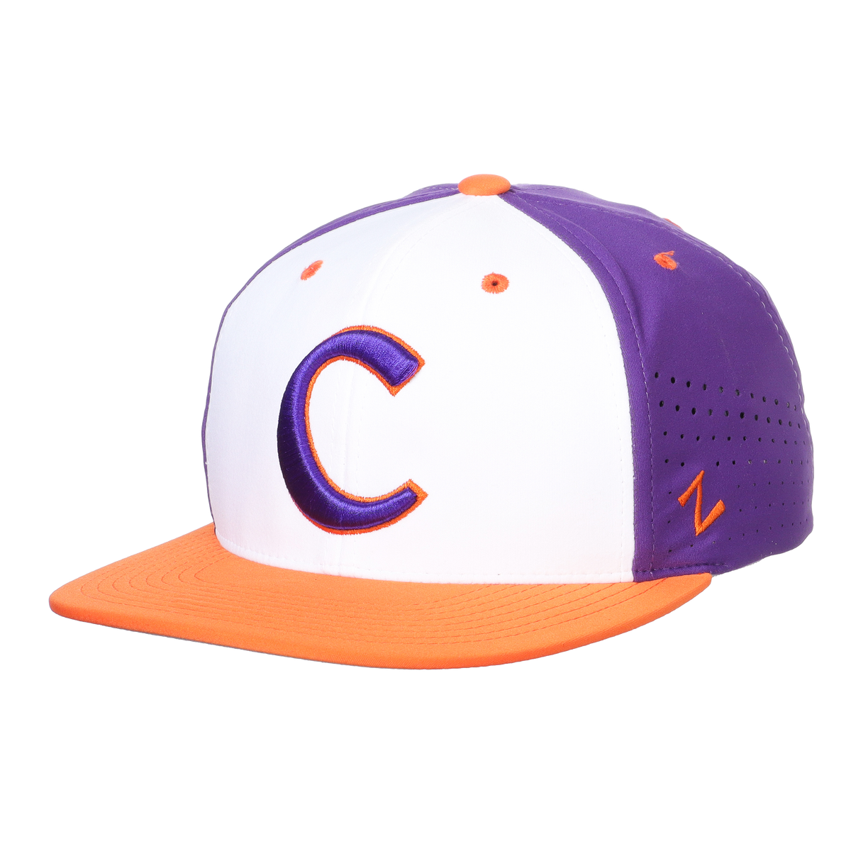 Clemson Mr. Hyper-Cool Hat Color Baseball - Stretch with C Three Fitted Knickerbocker