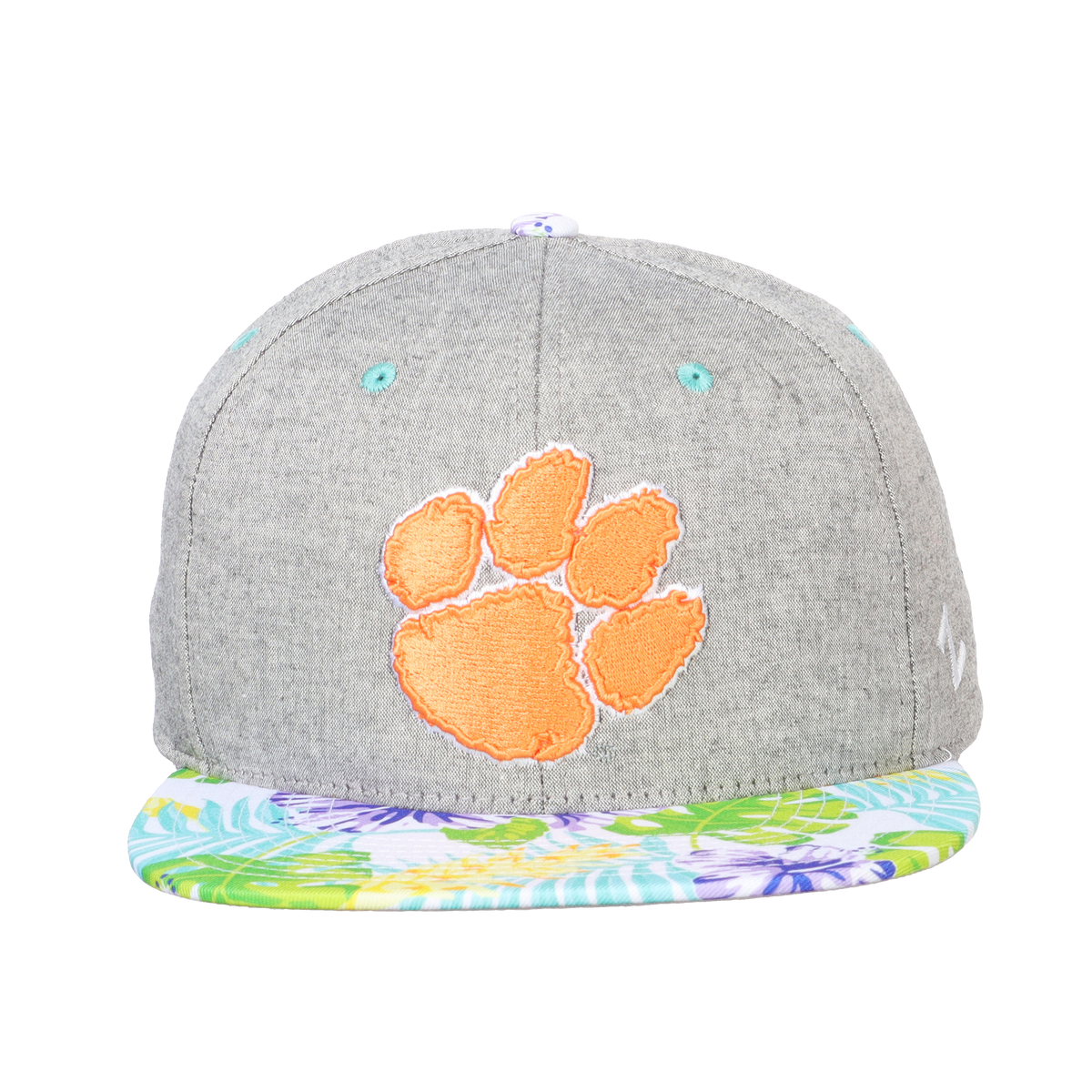 Punchbowl Flat Bill Snapback Adjustable Hat with Paw on front and Clemson on back