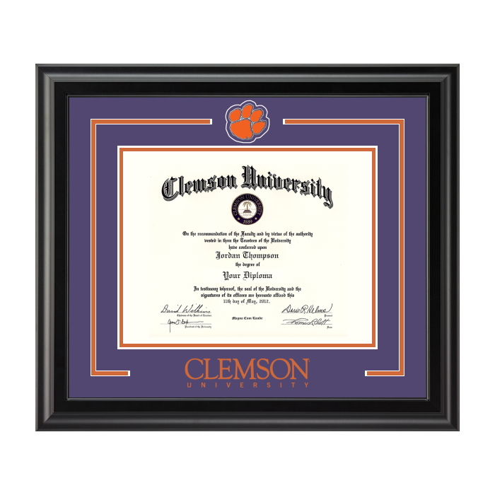 Clemson University Spirit Medallion Midnight Diploma Frame with Paw