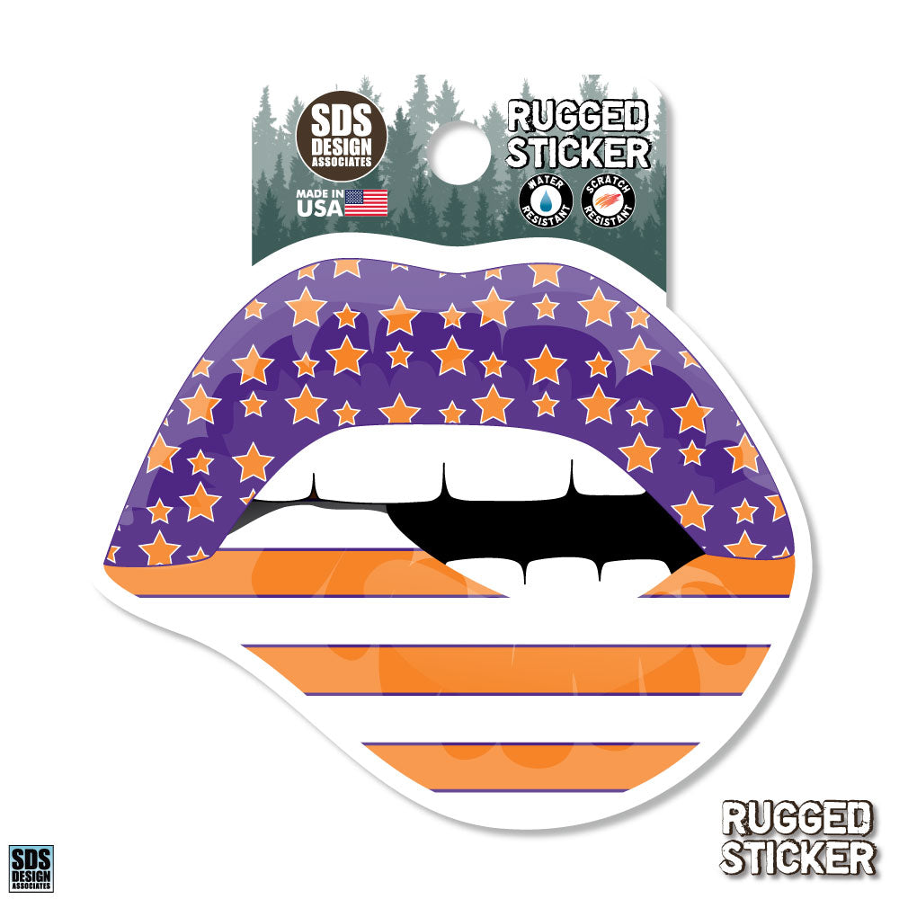 Clemson Rocker Lips Rugged Decal