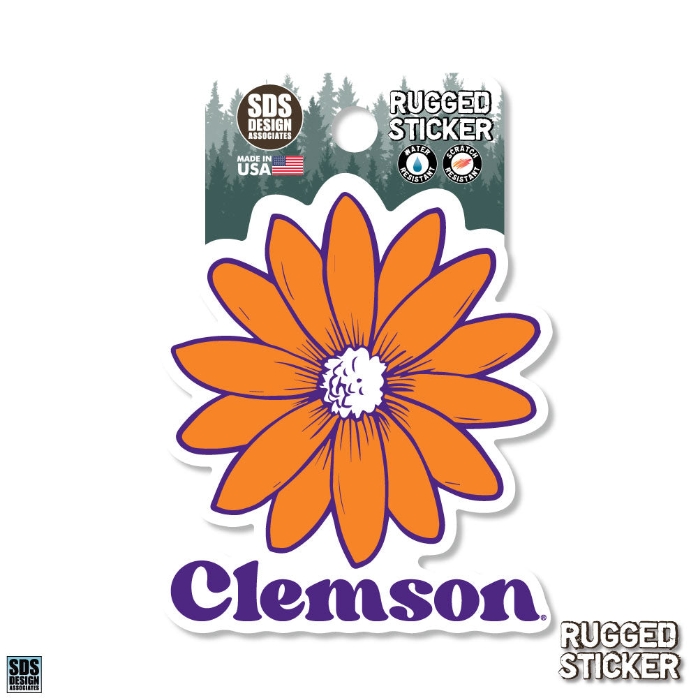 Orange Daisey with Clemson in Purple Vinyl Decal