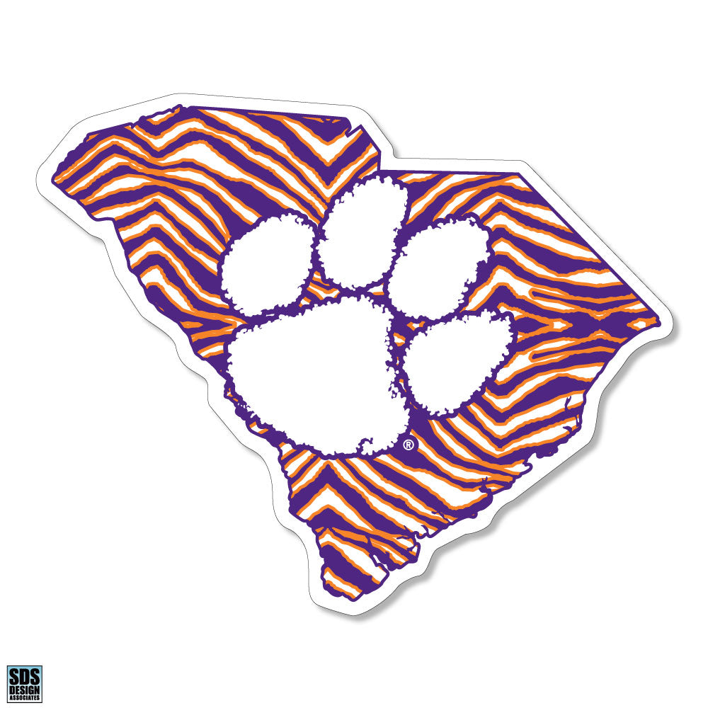 Clemson Tigers Zebra Print State Decal