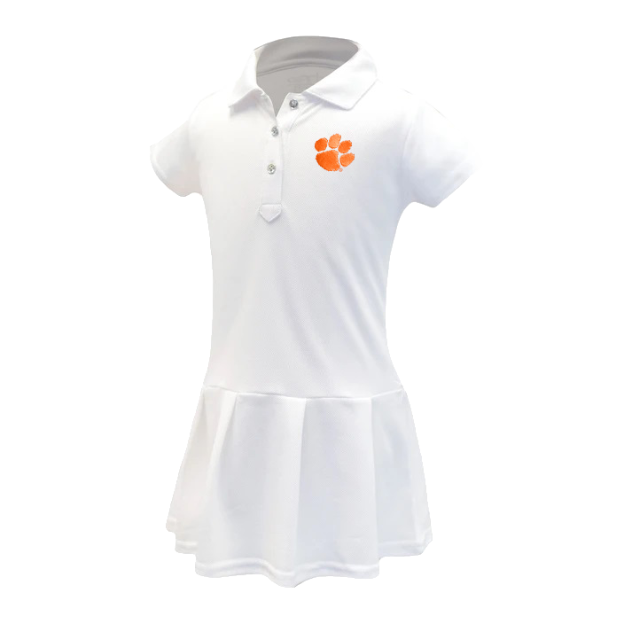 Toddler Caroline Polo Dress with Embroidered Tiger Paw - Youth