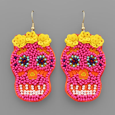 Sugar Skull Bead Earrings