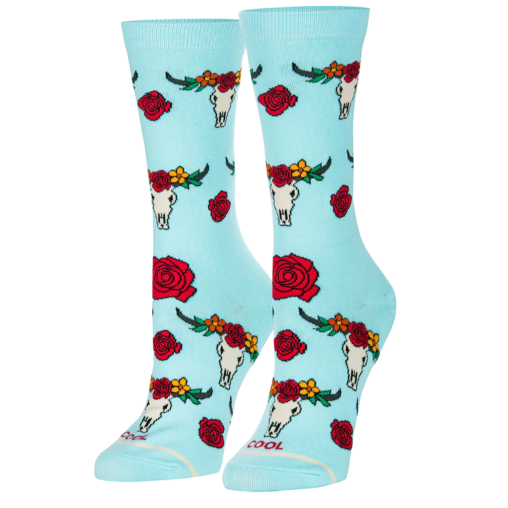 Floral Steer Heads Socks - Women&#39;s