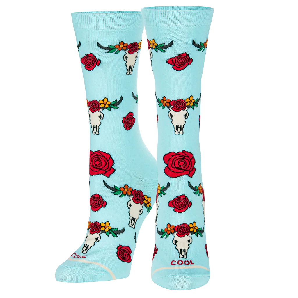 Floral Steer Heads Socks - Women&#39;s