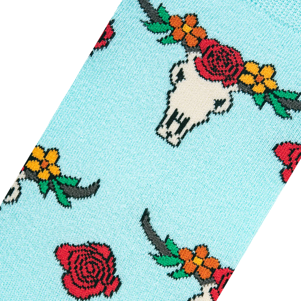 Floral Steer Heads Socks - Women&#39;s