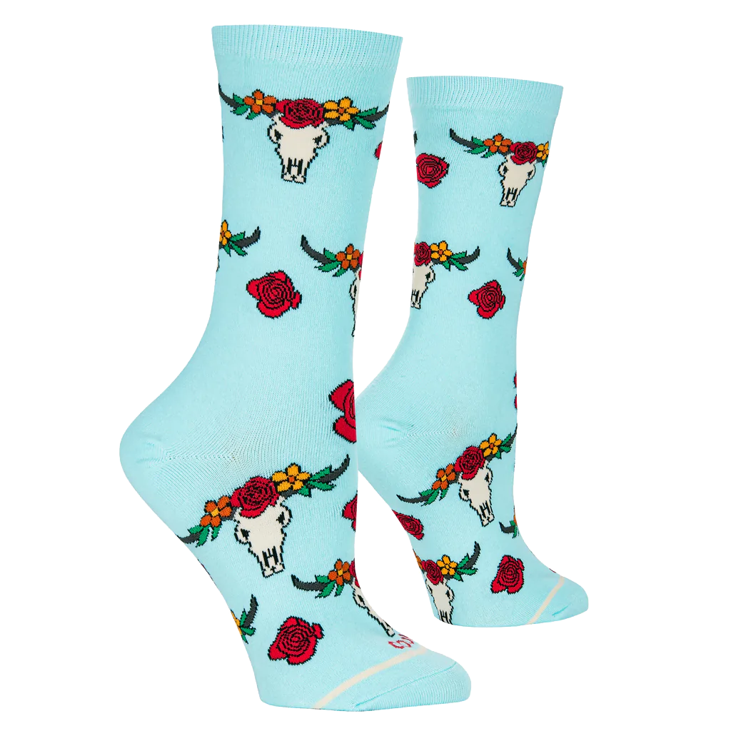 Floral Steer Heads Socks - Women&#39;s