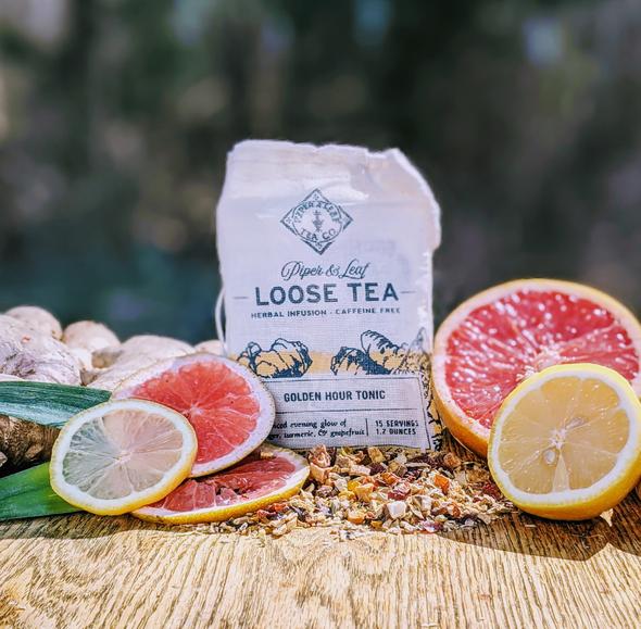 Piper and Leaf Golden Hour Tonic Muslin Bag of Loose Leaf Tea - 15 Servings