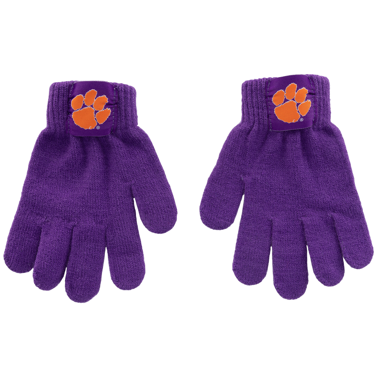 Clemson Purple Youth Gloves with Woven Paw Patch