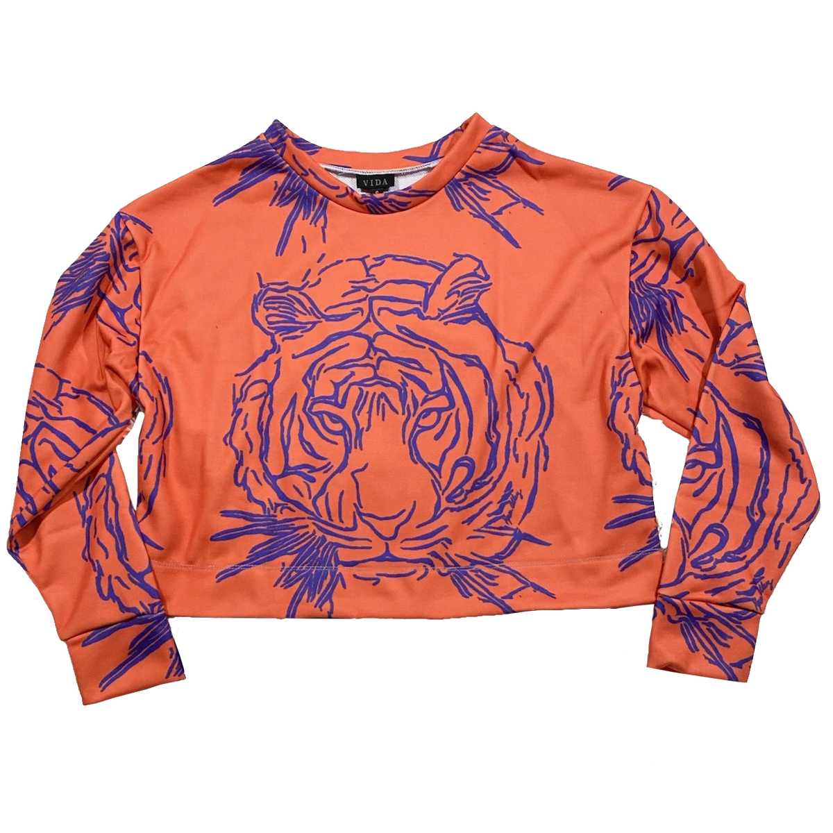 Karen Alley Orange Cropped Shirt with Purple Tiger Print - Mr. Knickerbocker