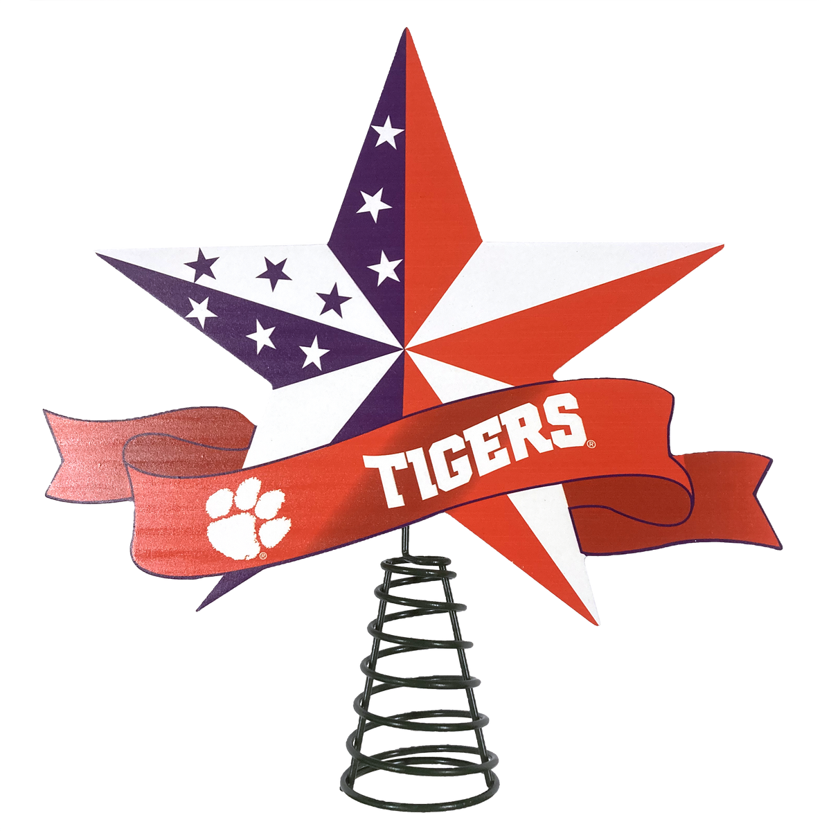 Clemson 10in H MDF Star Table Top Decoration