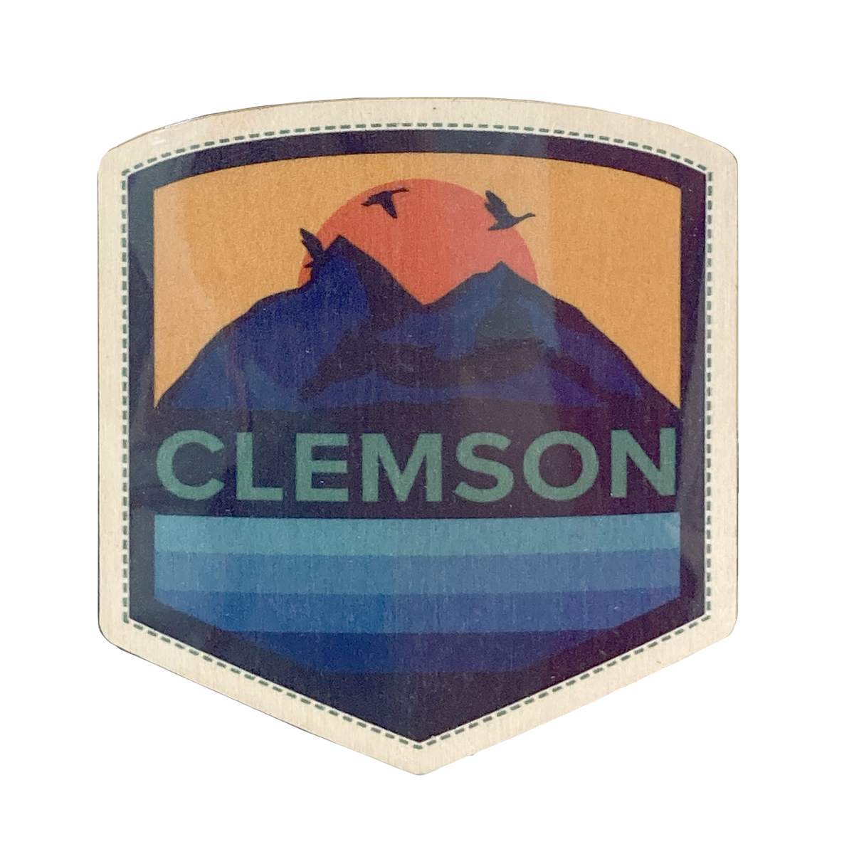 The Great Outdoors Clemson Lake Mountain Patch Wooden Decal