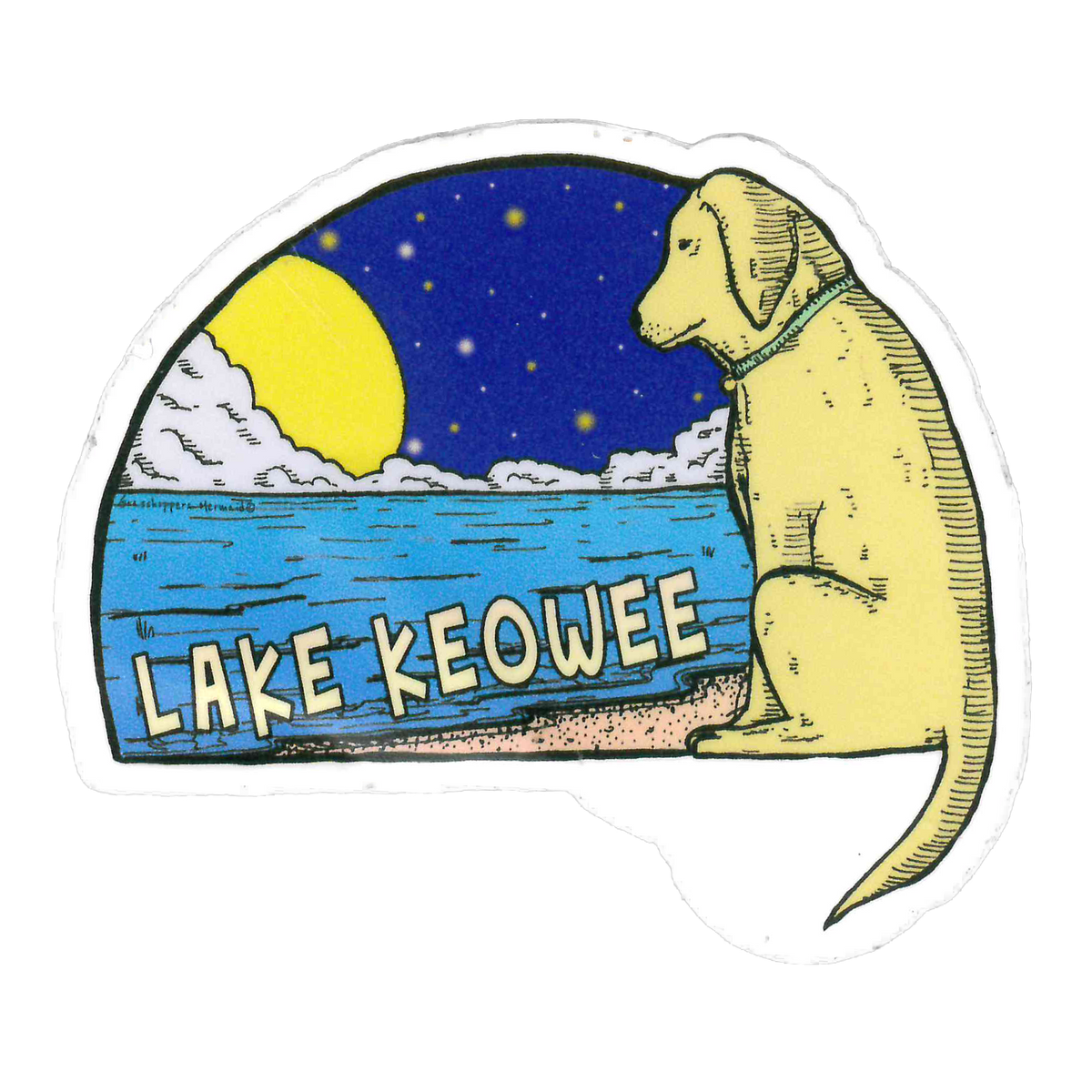 Lake Keowee Dog Moon Sticker