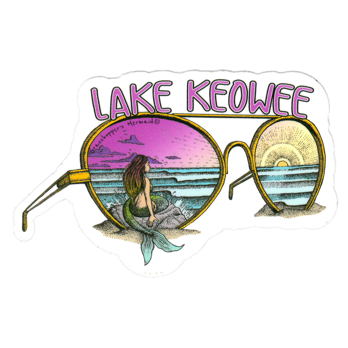 Lake Keowee Mermaid Aviators Sticker