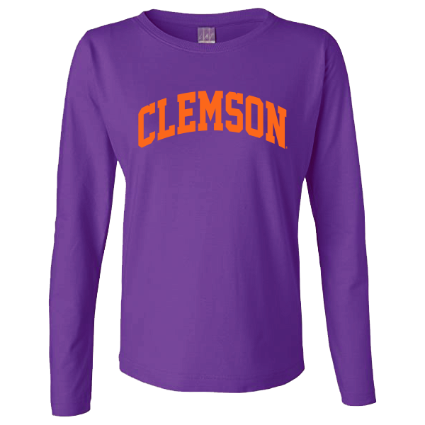 Clemson Orange Arch Long Sleeve Tee | LAT - Ladies Fit - Purple