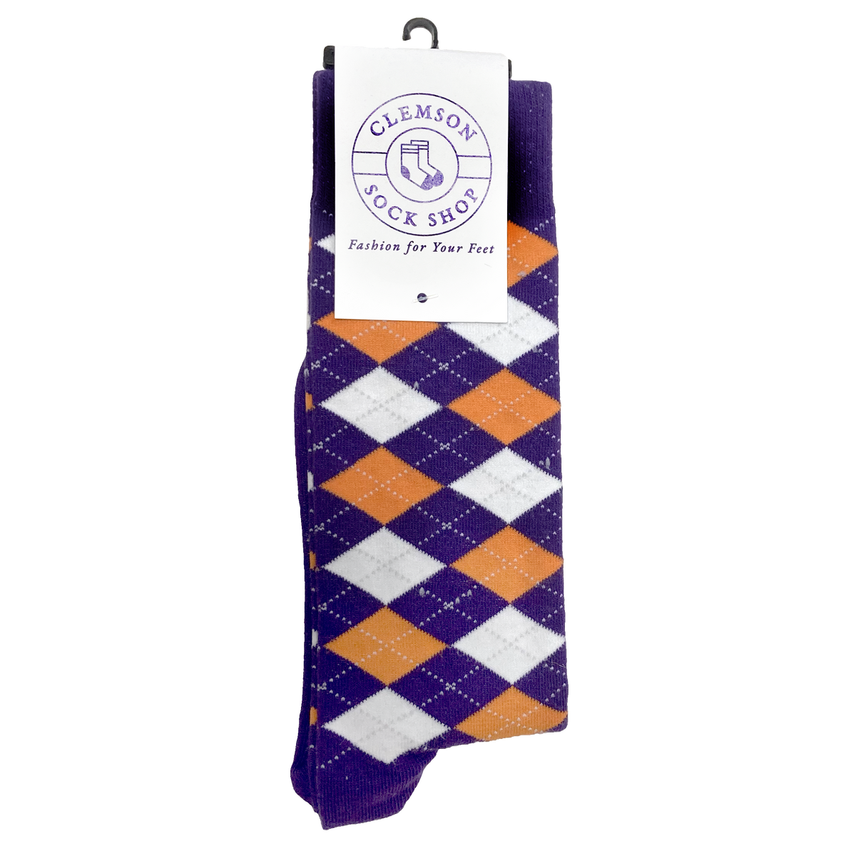 Clemson Purple Argyle Socks - No Paw