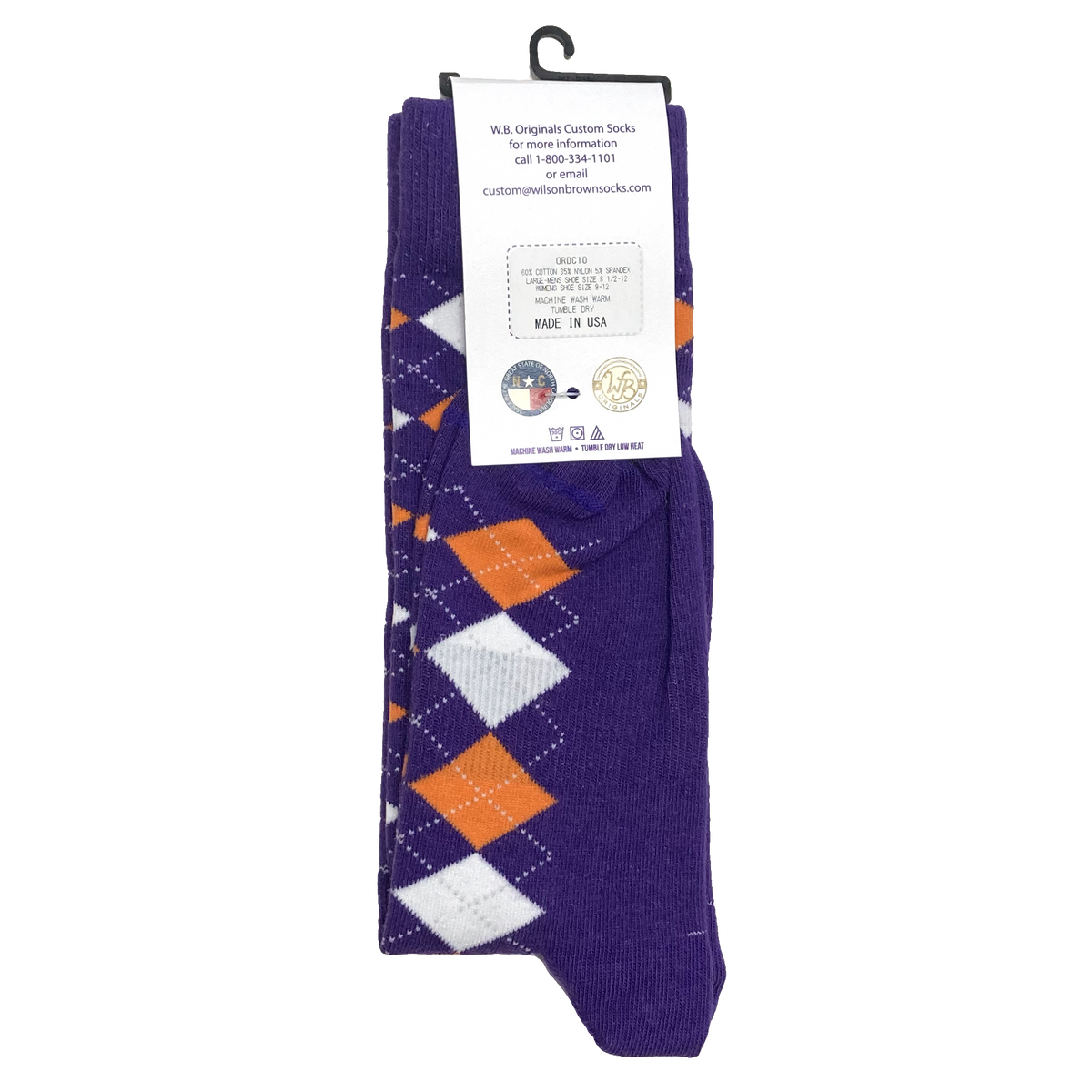 Clemson Purple Argyle Socks - No Paw