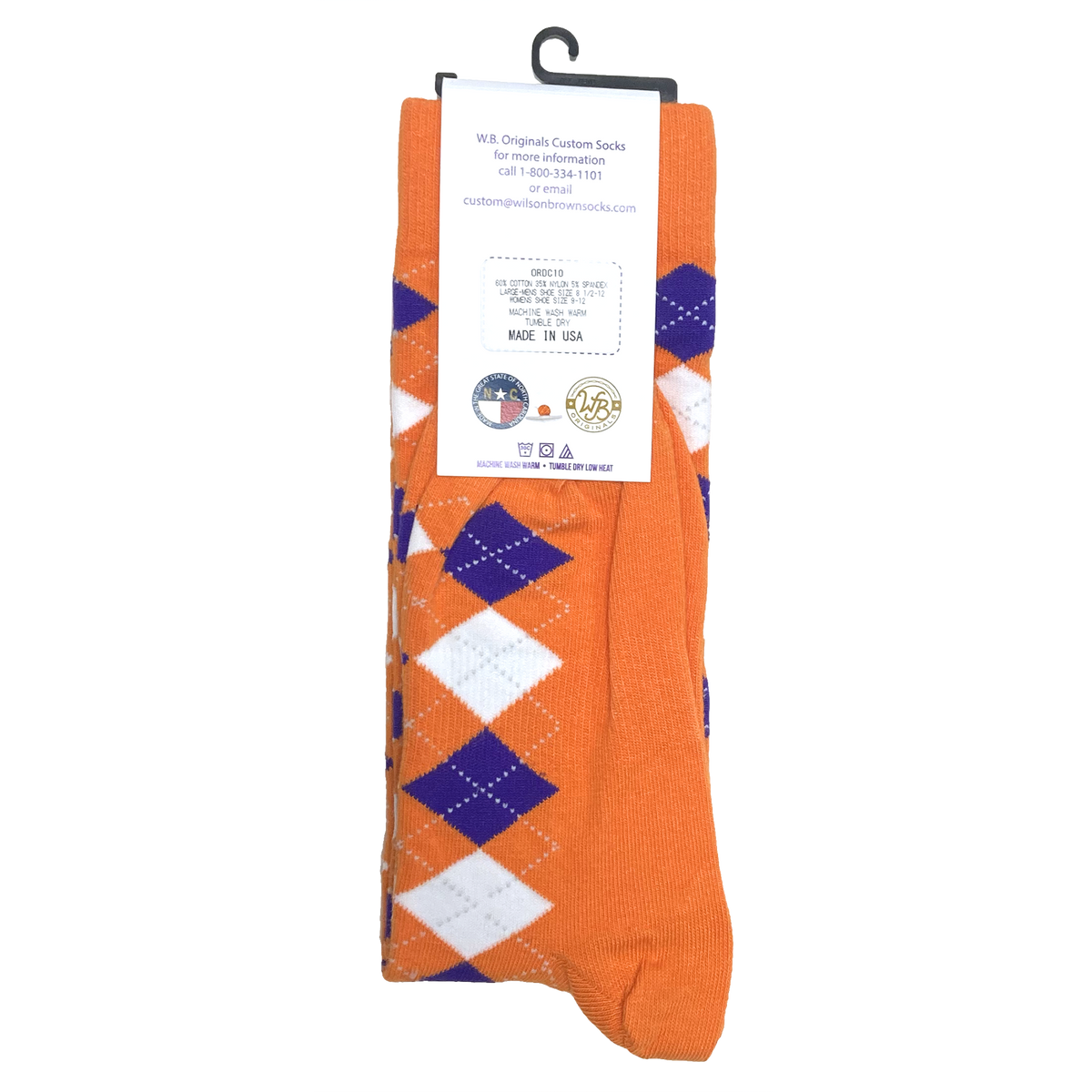 Clemson Orange Argyle Socks - No Paw